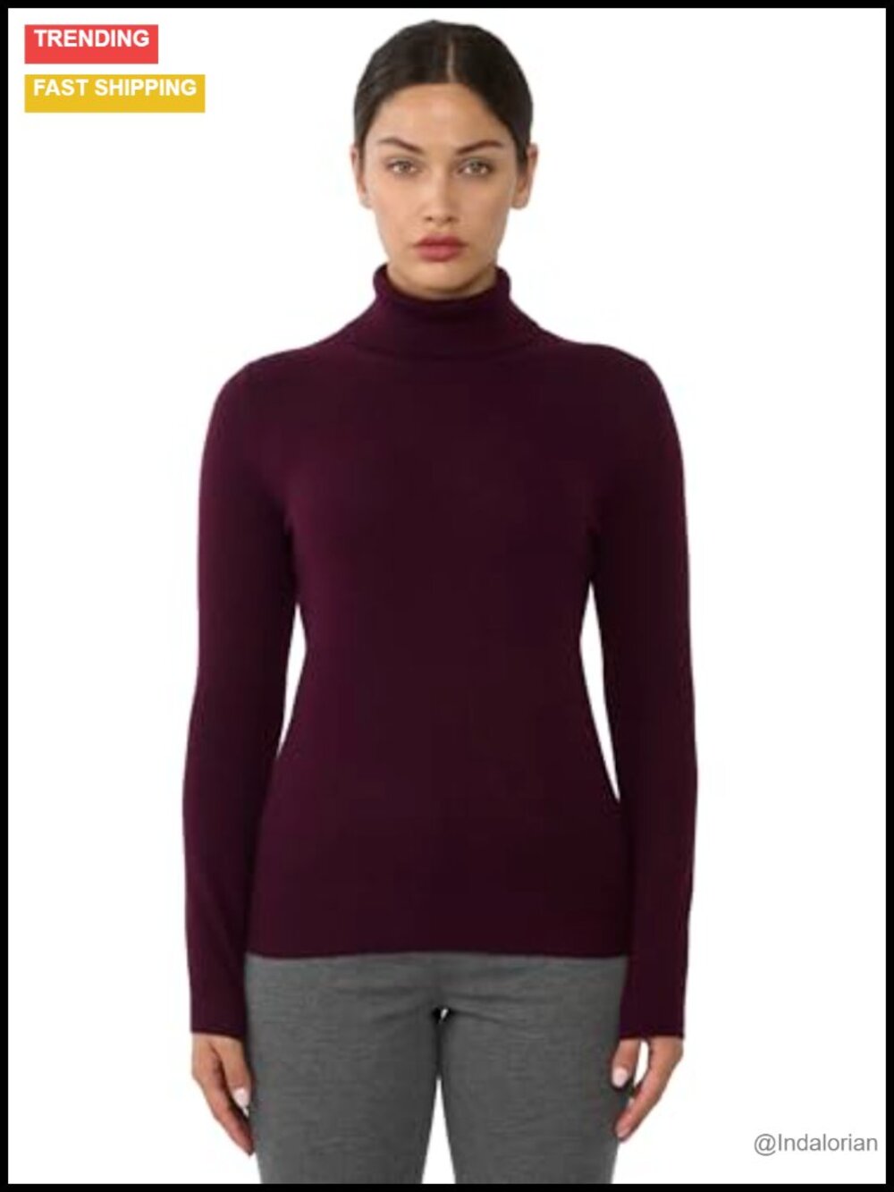 100% Cashmere Turtleneck Sweater Long Sleeve Pullover
